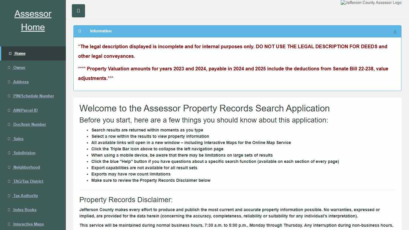 Assessor Property Records Search