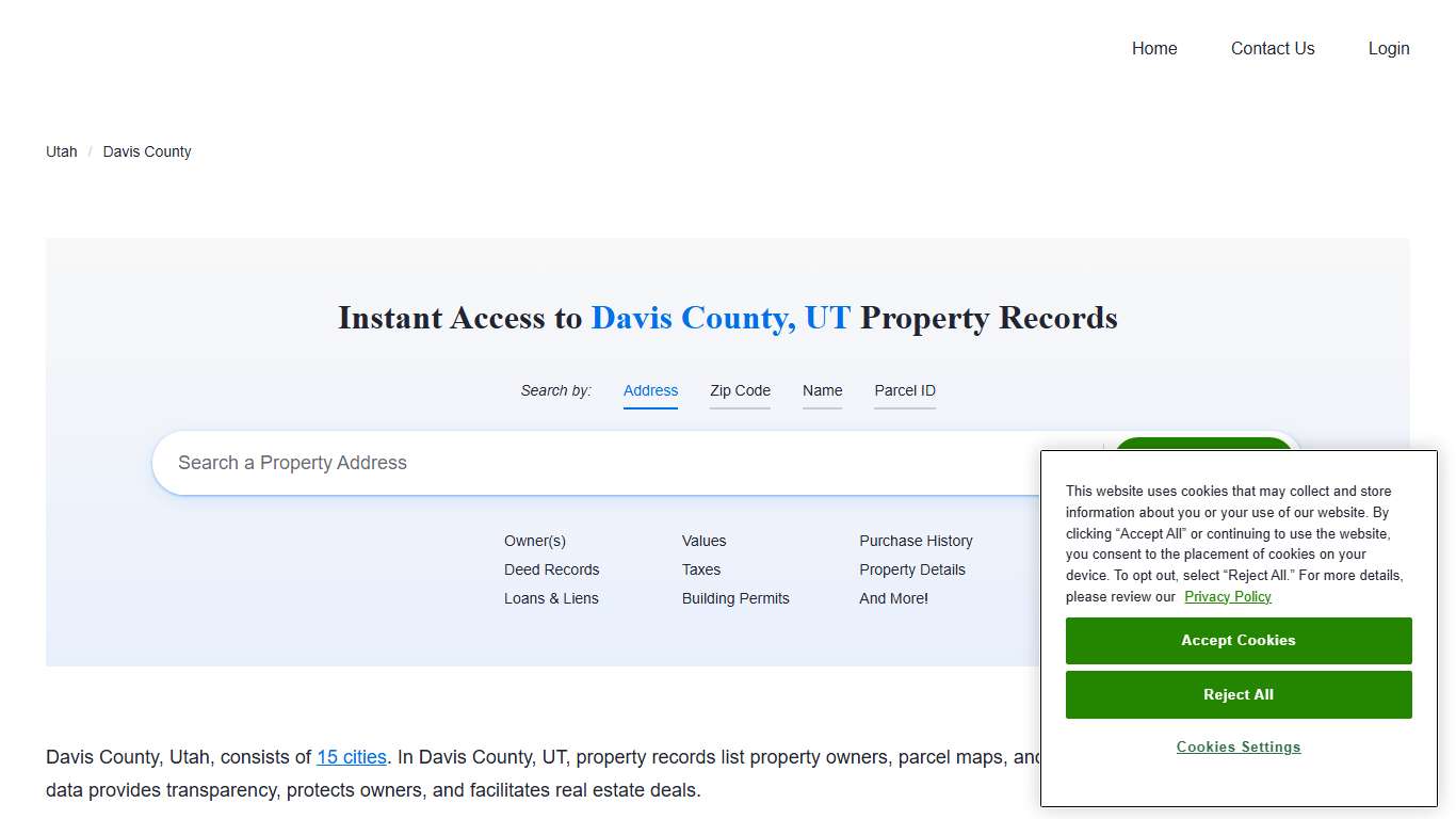 Davis County, UT Property Records Owners, Deeds, Permits